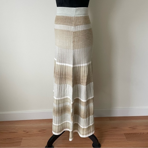 JONATHAN SIMKHAI Neutral Beige Tide Stripe Louise Striped Space Dye Midi Skirt - Picture 6 of 11